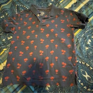 Place Dark Blue Polo with Red Palm Design